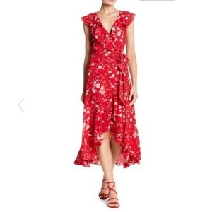 Max Studio Ruffle Wrap Midi Dress